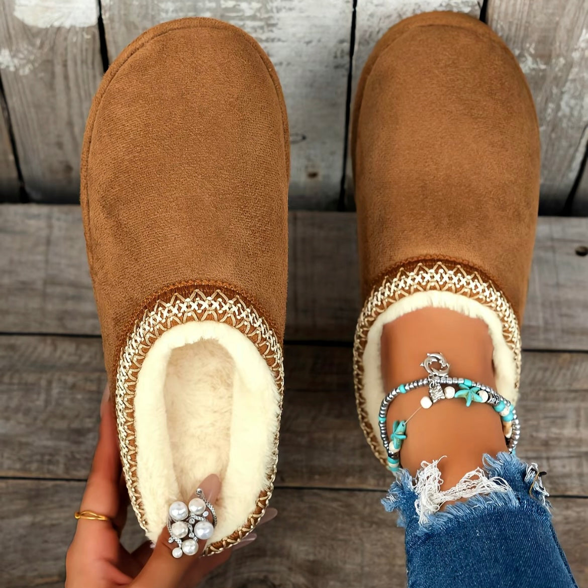Fuzzy Fall Slippers - Water Resistant